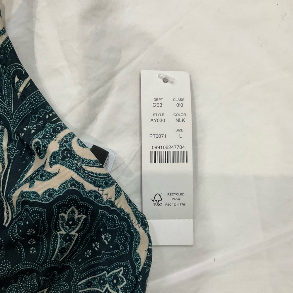 J. Crew Dark Green and Cream Paisley Bikini - Picture 2 of 5